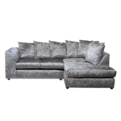 Blake Crushed Velvet Corner Sofa - Silver