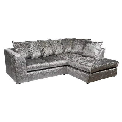 Blake Crushed Velvet Corner Sofa - Silver