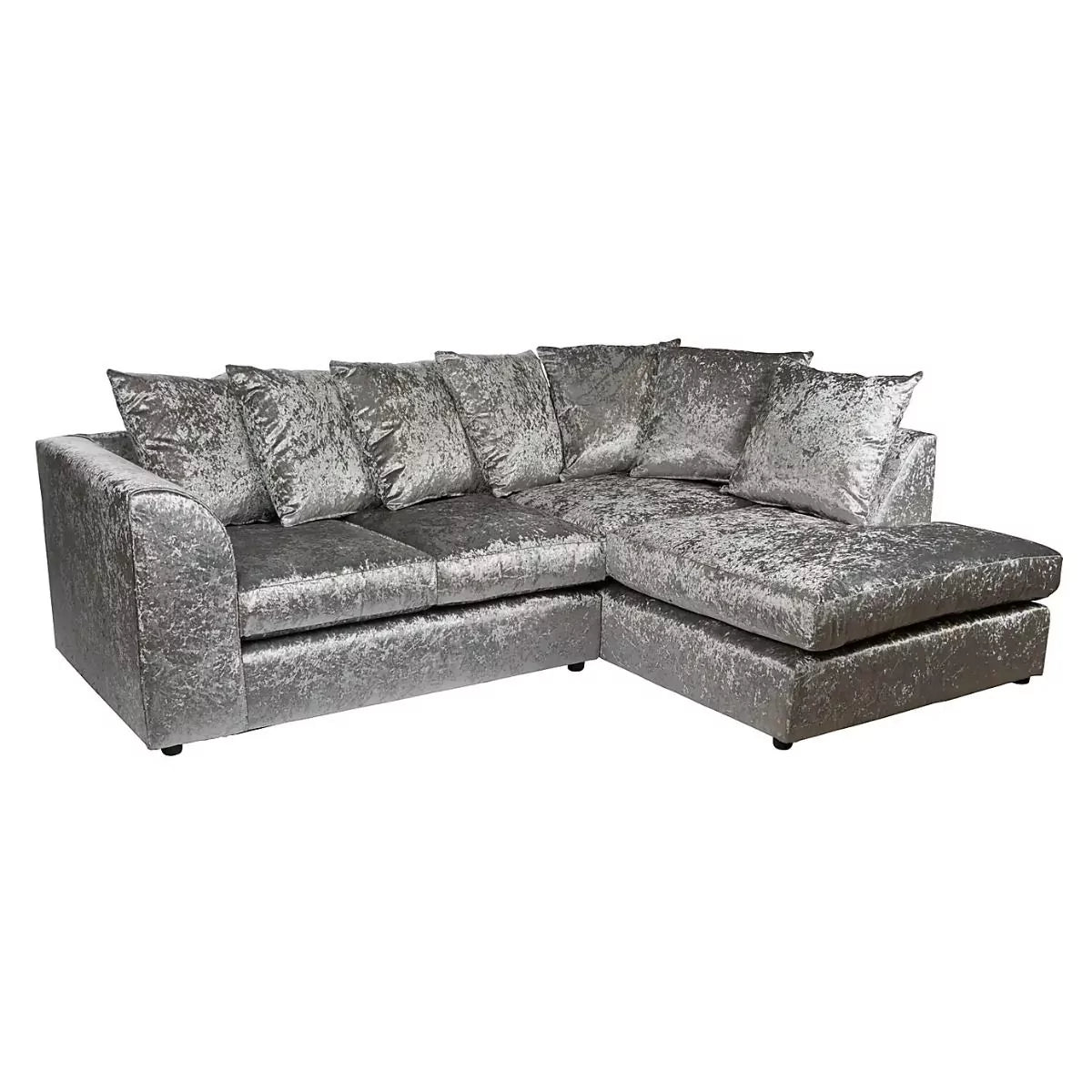 Blake Black Crushed Velvet Corner Sofa - Right and Left Arm