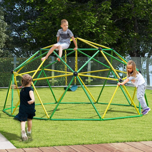10 Feet Dome Climber with Swing and 800 Lbs Load Capacity-Green