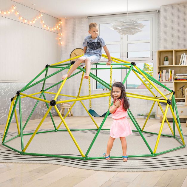 10 Feet Dome Climber with Swing and 800 Lbs Load Capacity-Green