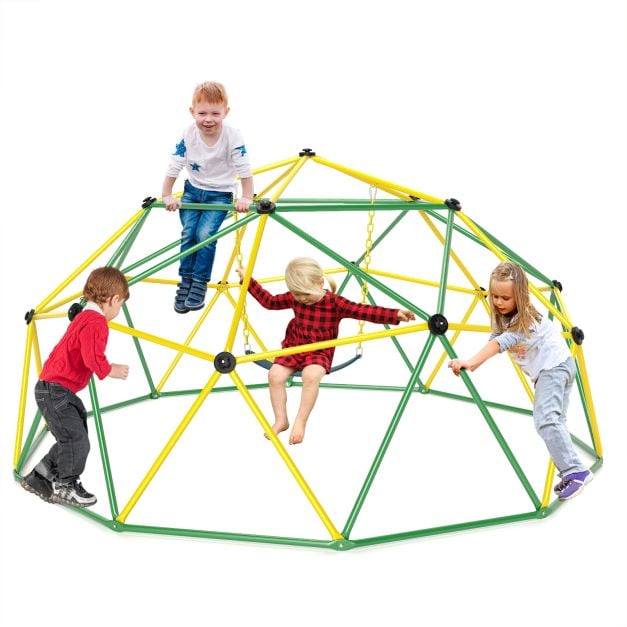 10 Feet Dome Climber with Swing and 800 Lbs Load Capacity-Green