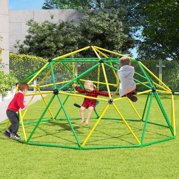10 Feet Dome Climber with Swing and 800 Lbs Load Capacity-Green
