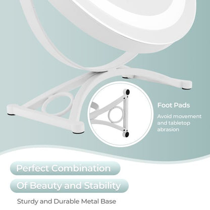 30 CM LED Lighted Round Makeup Vanity Mirror with Smart Touch Control-White