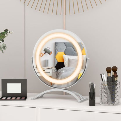 30 CM LED Lighted Round Makeup Vanity Mirror with Smart Touch Control-White