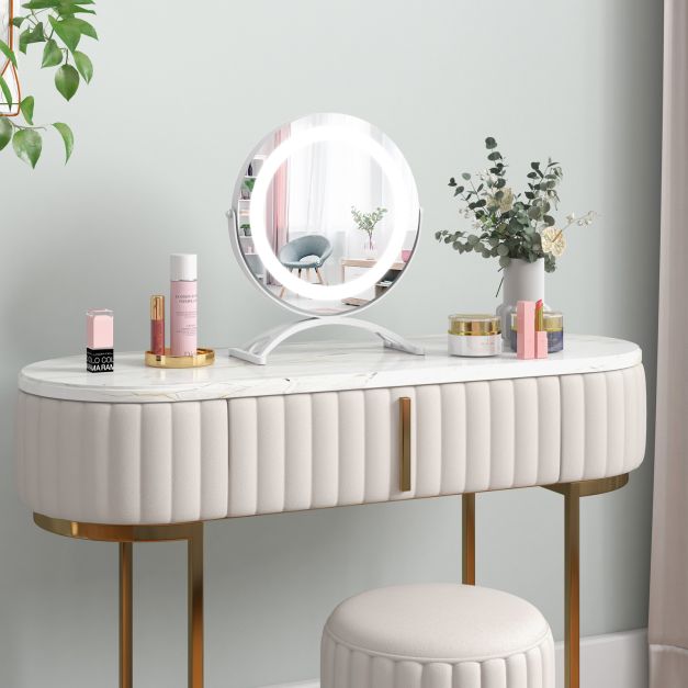 30 CM LED Lighted Round Makeup Vanity Mirror with Smart Touch Control-White