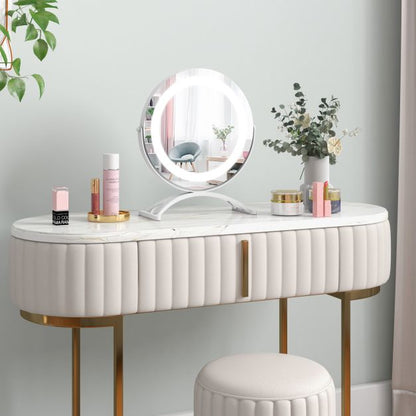 30 CM LED Lighted Round Makeup Vanity Mirror with Smart Touch Control-White
