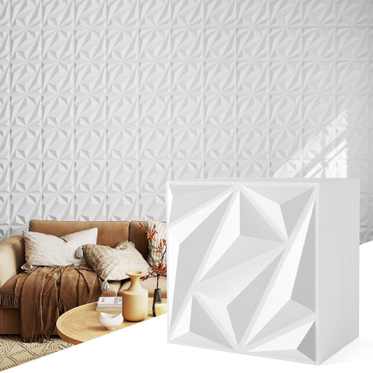 50-Pack 3D Wall Panel with Included Stickers-White