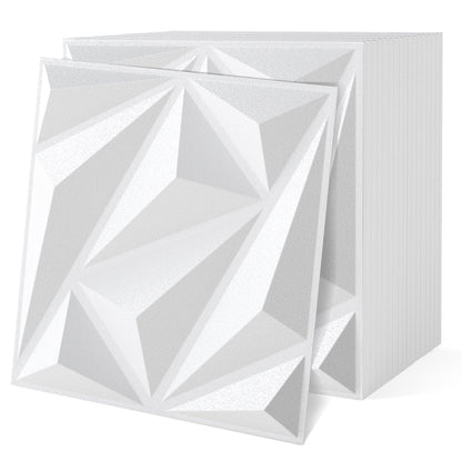 50-Pack 3D Wall Panel with Included Stickers-White