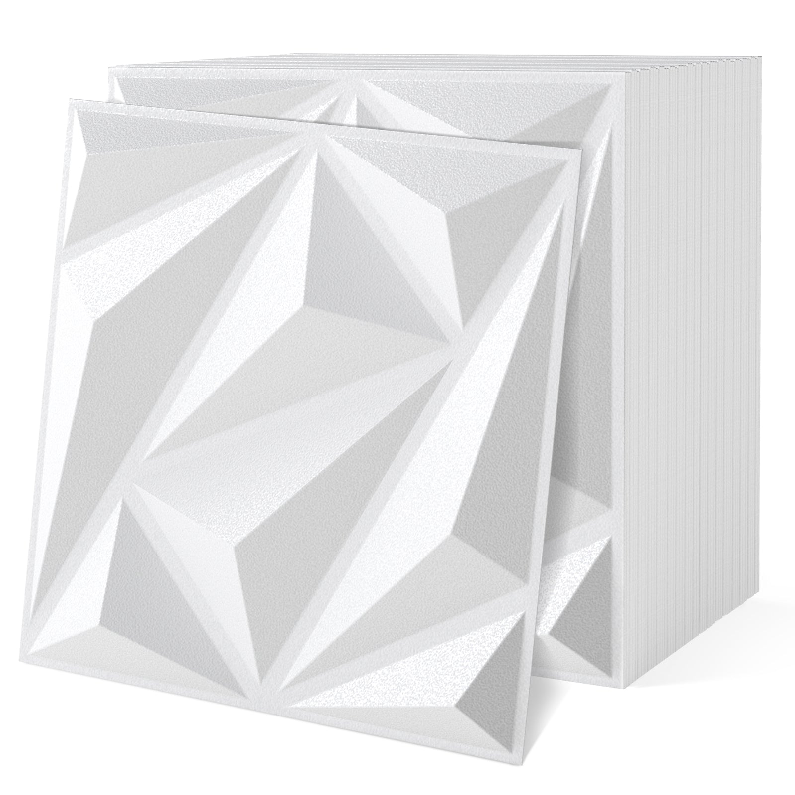 50-Pack 3D Wall Panel with Included Stickers-White