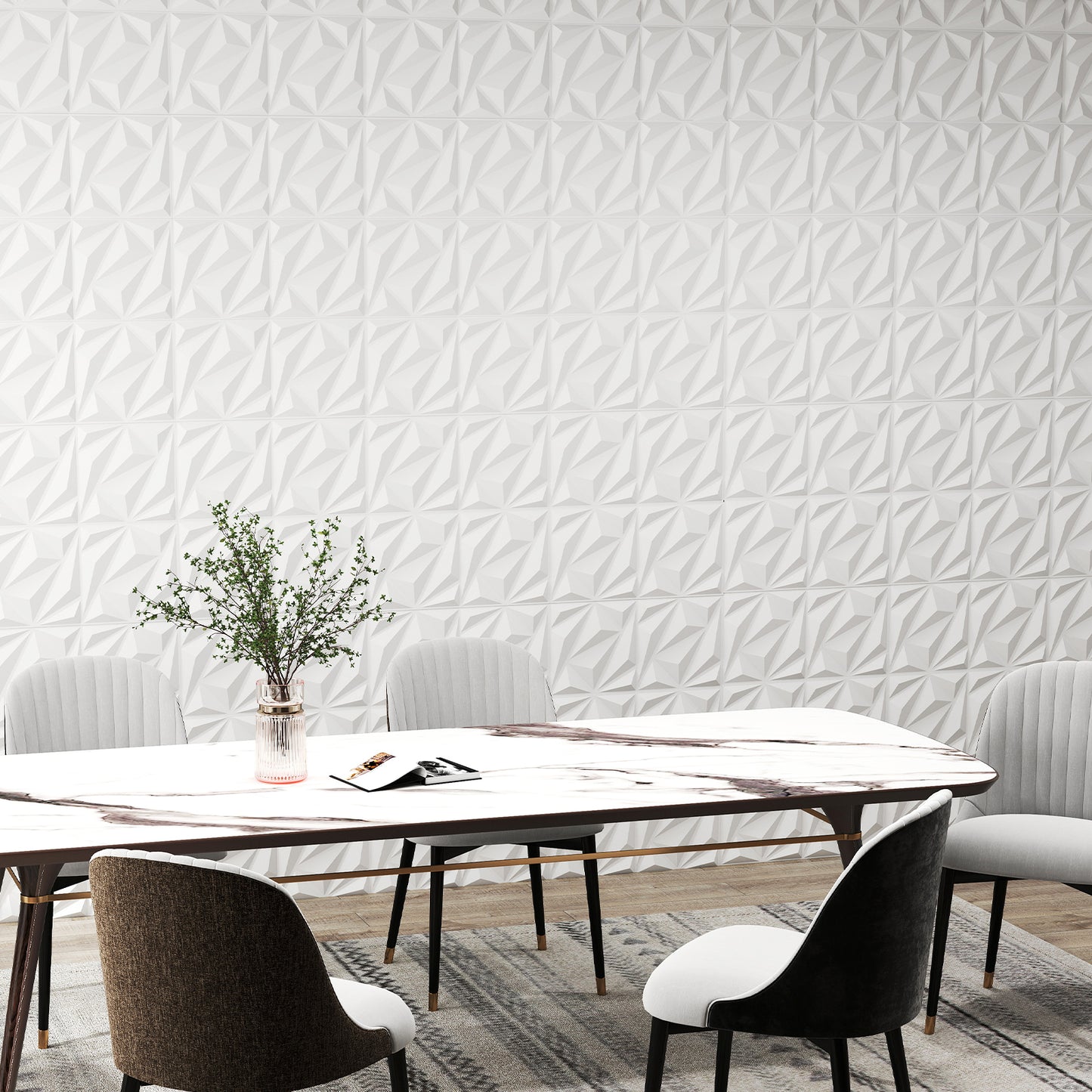50-Pack 3D Wall Panel with Included Stickers-White