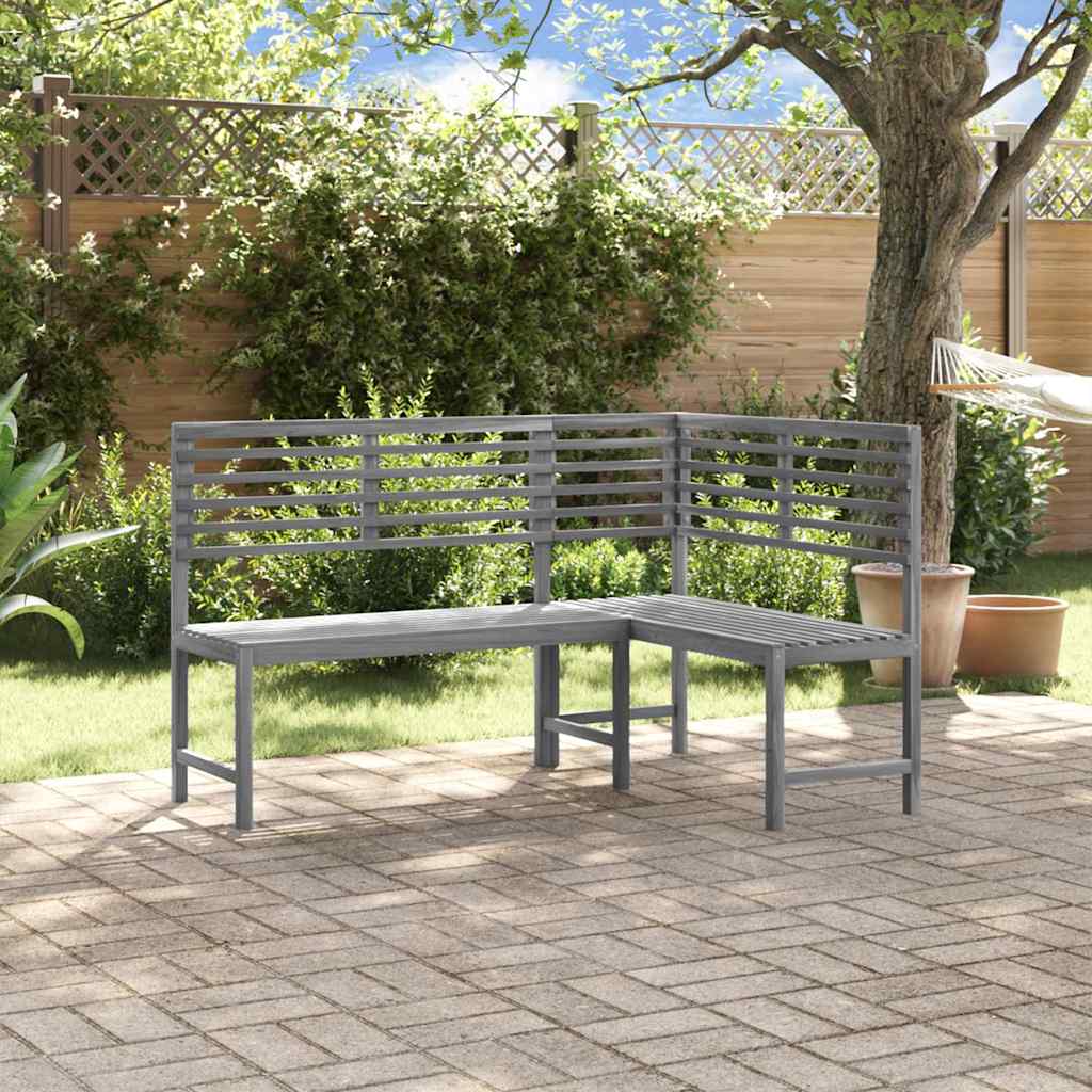 312423 vidaXL Garden Corner Bench Grey 140 cm Solid Acacia Wood 1