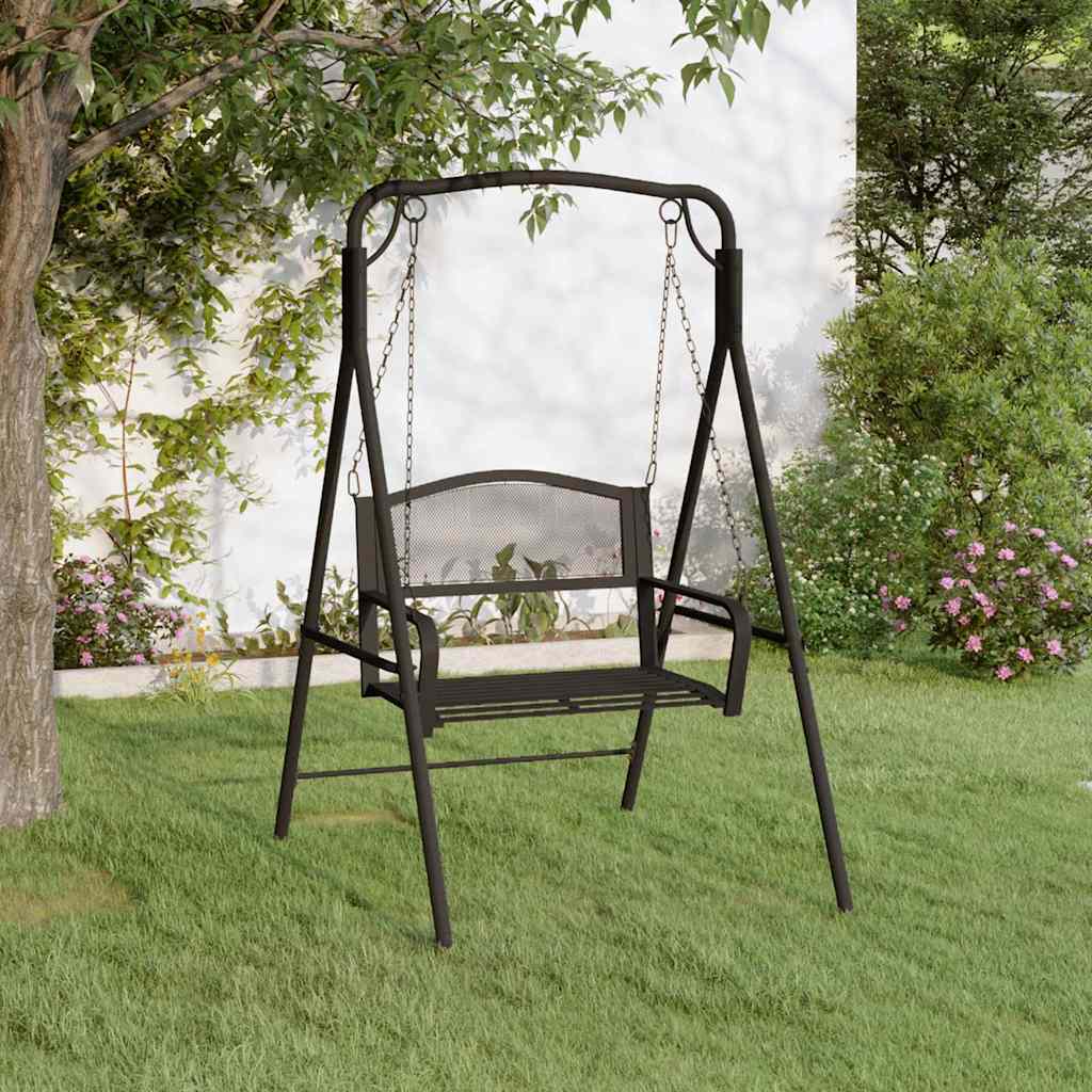 318832 vidaXL Swing Bench 124 cm Black Steel 1