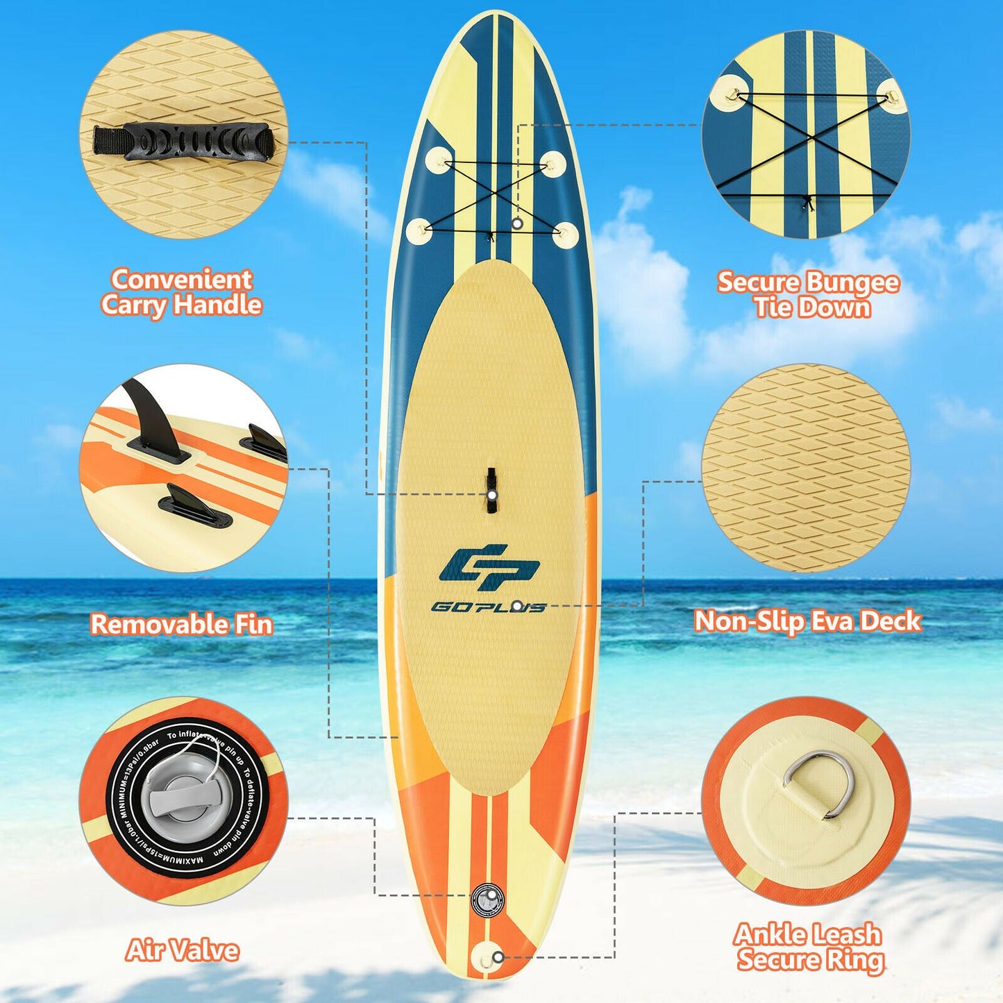 10.5FT Inflatable Stand Up Paddle Board SUP Surfboard