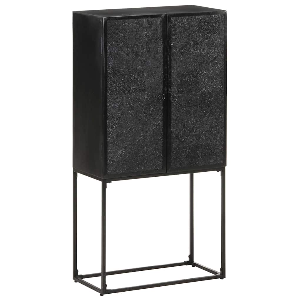 321613 vidaXL Sideboard Black 60x30x120 cm Solid Acacia and Mango Wood 1