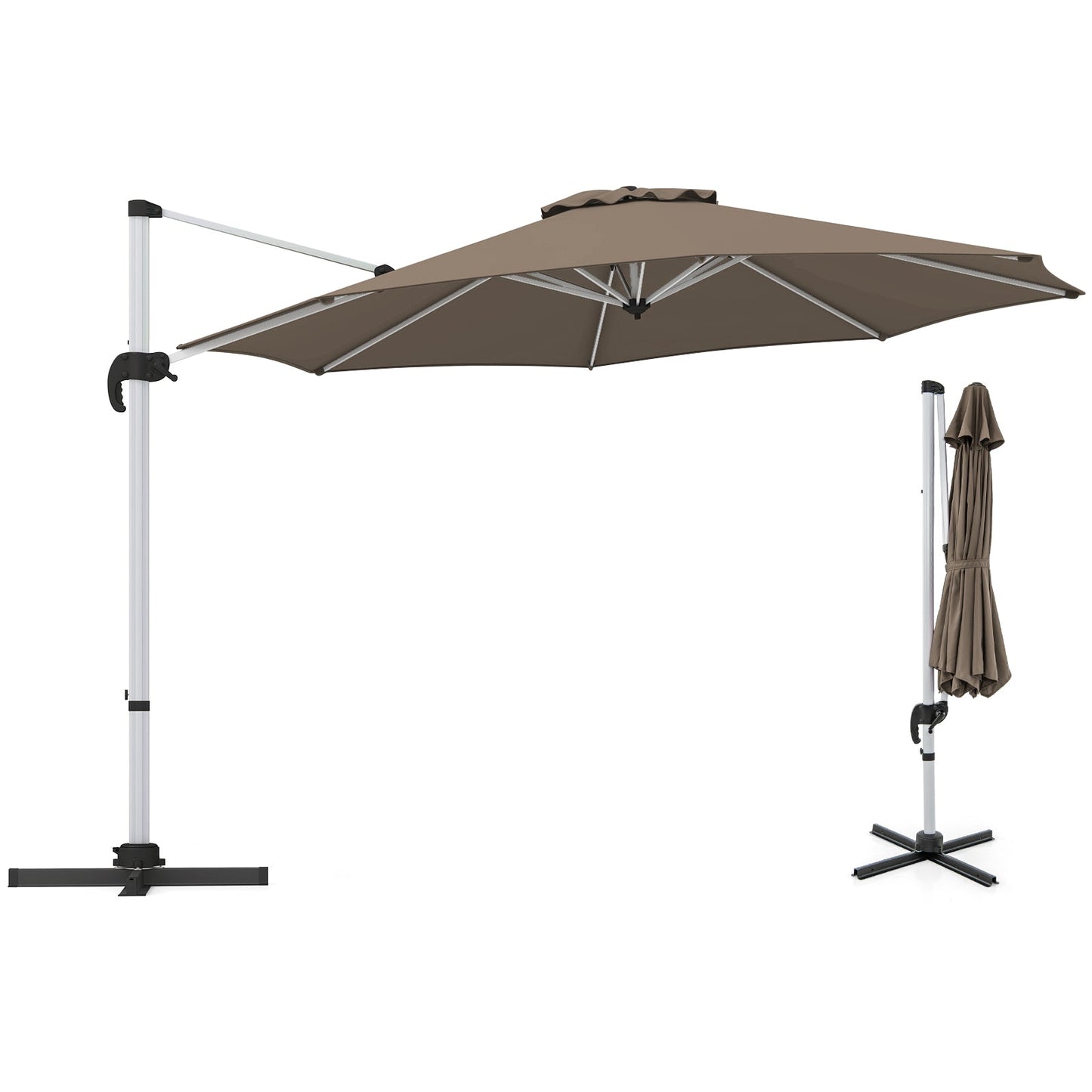 325 cm Outdoor Patio Umbrella with 360¬∞ Rotation-Brown