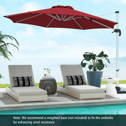 325 cm Outdoor Patio Umbrella with 360¬∞ Rotation-Red