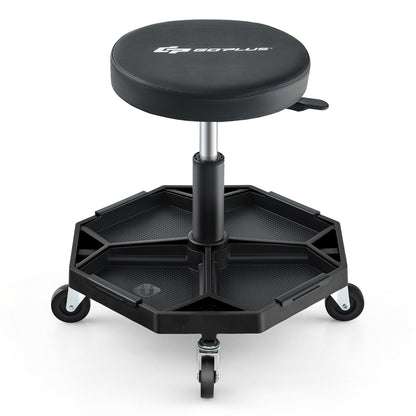 330 LBS Capacity Pneumatic Rolling Mechanic Stool with Padded Seat-Black