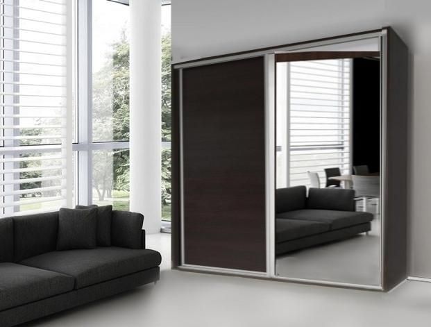 Prudence-I 2-Door Mirrored Sliding Wardrobe - Wenge, White, Oak or Plum Wallis