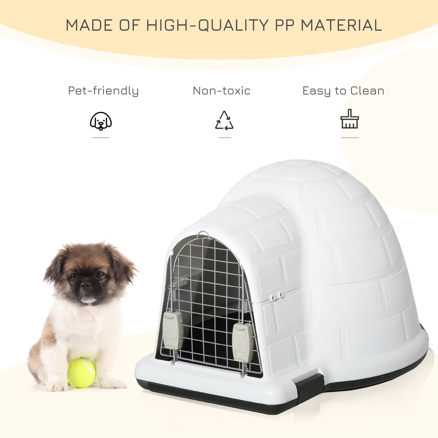 PawHut Plastic Igloo Dog House Puppy Kennel Pet Shelter w/ Windows for Small Sized Dogs