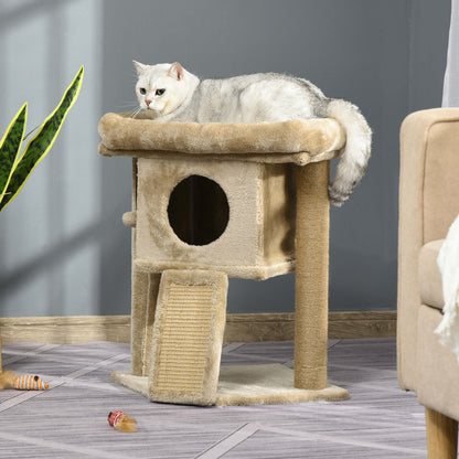 PawHut Cat Tree Tower w/ Jute Scratching Pad Ball Toy Condo 66 x 38 x 88cm Coffee