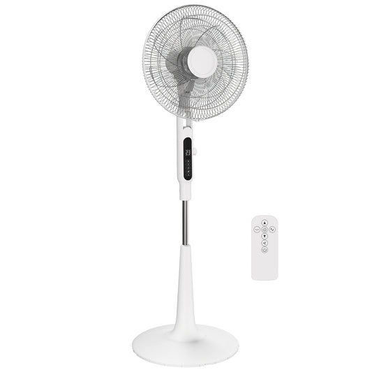 HOMCOM Three Mode Pedestal Fan, with Insect Repellant Box and LED Panel - White