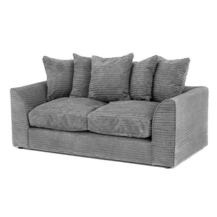 Porto Jumbo Cord 3 Seater Sofa - Grey