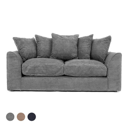 Porto Jumbo Cord 3 Seater Sofa - Grey