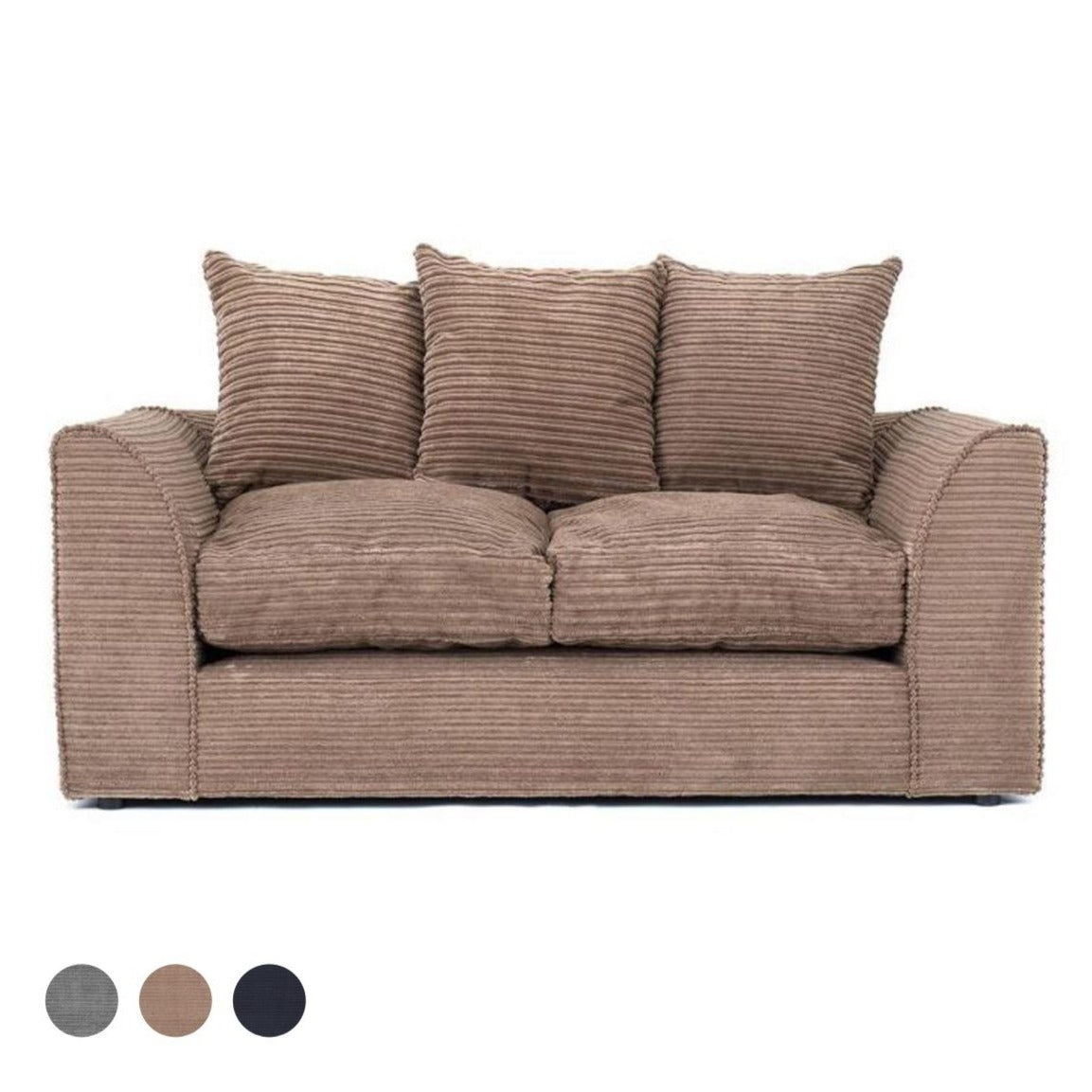 Porto Jumbo Cord 2 Seater Sofa - Grey