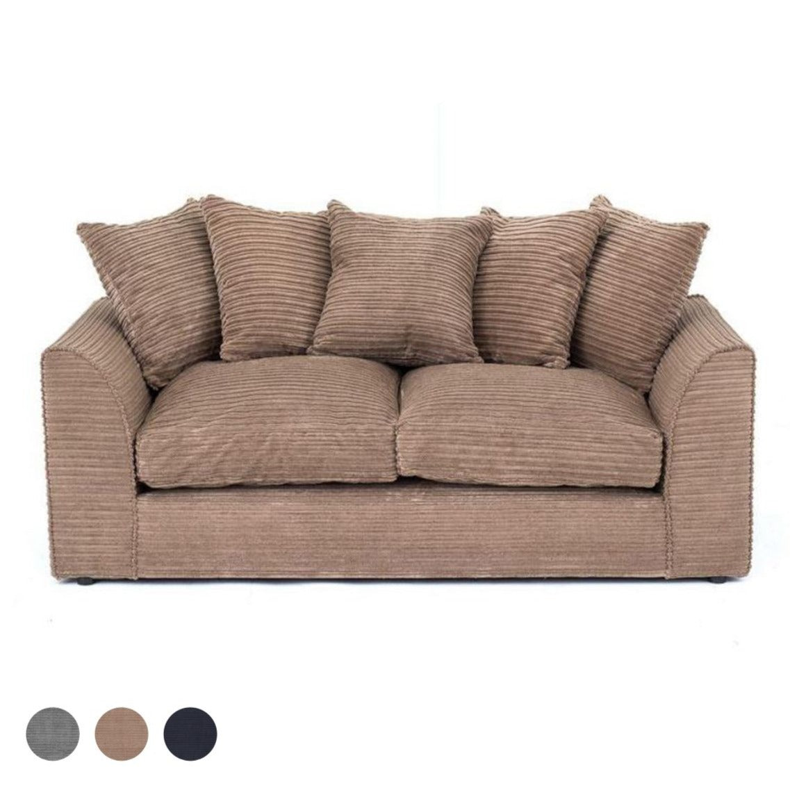 Porto Jumbo Cord 3 Seater Sofa - Grey