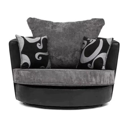 Sparrow Chenille Fabric Swivel Chair - Black & Grey / Brown & Beige