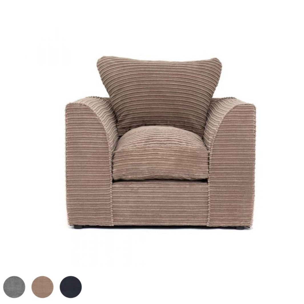 Porto Jumbo Cord Armchair - Grey