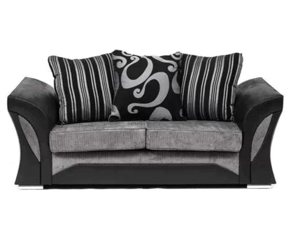 Sparrow Chenille Fabric 2 Seater Sofa - Black & Grey / Brown & Beige