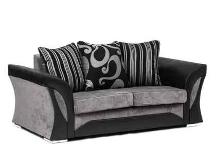 Sparrow Chenille Fabric 2 Seater Sofa - Black & Grey / Brown & Beige