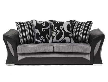 Sparrow Chenille Fabric 3 Seater and 2 Seater Sofa Set - Black & Grey / Brown & Beige