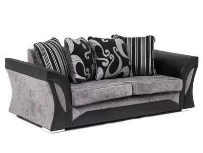 Sparrow Chenille Fabric 3 Seater and 2 Seater Sofa Set - Black & Grey / Brown & Beige