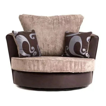 Sparrow Chenille Fabric Swivel Chair - Black & Grey / Brown & Beige