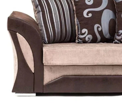 Sparrow Chenille Fabric 2 Seater Sofa - Black & Grey / Brown & Beige