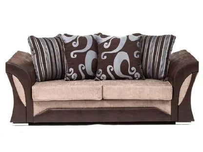 Sparrow Chenille Fabric 3 Seater and 2 Seater Sofa Set - Black & Grey / Brown & Beige