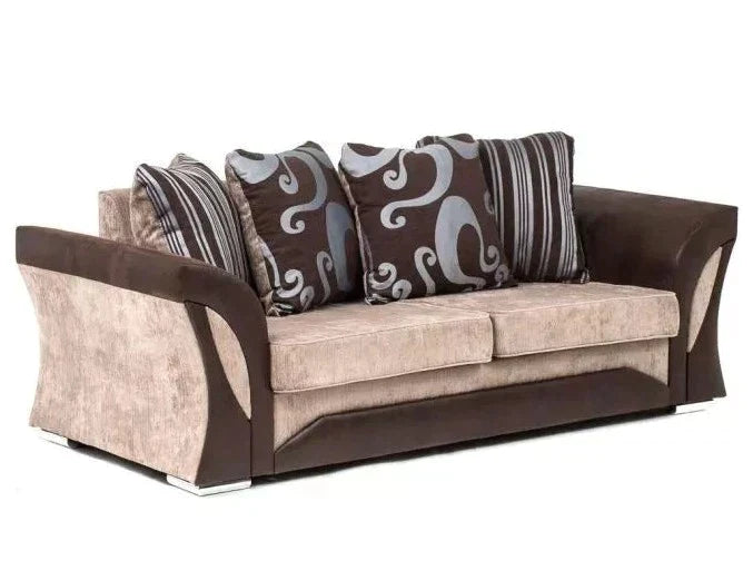 Sparrow Chenille Fabric 3 Seater and 2 Seater Sofa Set - Black & Grey / Brown & Beige