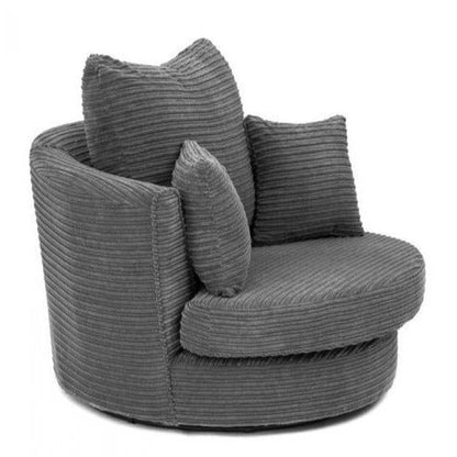 Porto Jumbo Cord Swivel Chair - Black