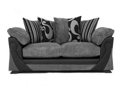 Illusion Cord Chenille & Faux Leather 3-Seat Sofa