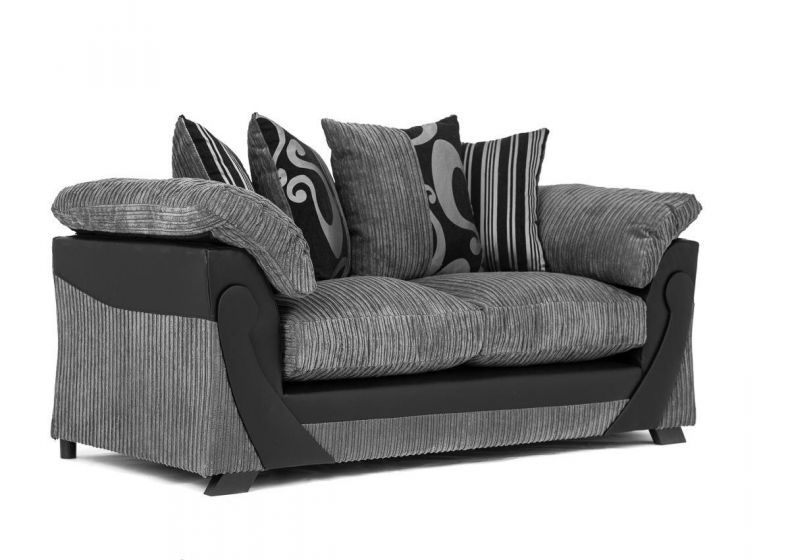 Illusion Cord Chenille & Faux Leather 3-Seat Sofa