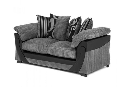 Illusion Cord Chenille & Faux Leather 3-Seat Sofa