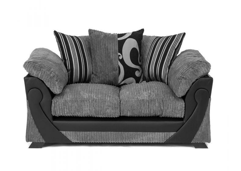 Illusion Cord Chenille & Faux Leather 3 Seater and 2 Seater Sofa Set