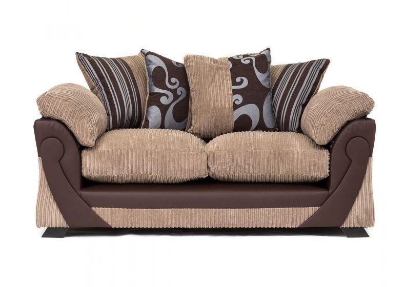 Illusion Cord Chenille & Faux Leather 3-Seat Sofa