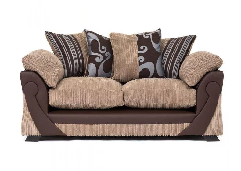 Illusion Cord Chenille & Faux Leather 3 Seater and 2 Seater Sofa Set