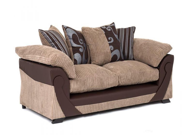 Illusion Cord Chenille & Faux Leather 3-Seat Sofa