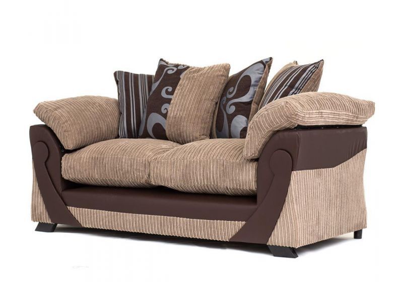 Illusion Cord Chenille & Faux Leather 3-Seat Sofa