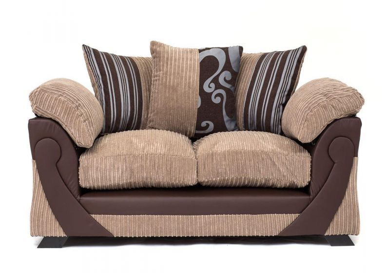 Illusion Cord Chenille & Faux Leather 2-Seat Sofa